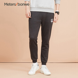 Meters bonwe 美特斯邦威 602024 男士字母印花针织裤 深灰色 175/84A