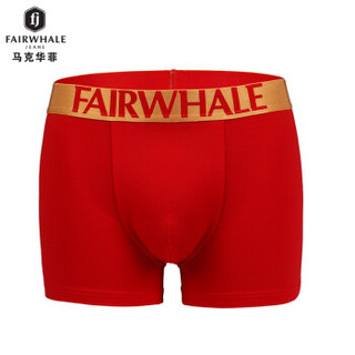 MARK FAIRWHALE 马克华菲 8044 男士裤袜礼盒套装 (平角裤2条+袜子2双、L、红色)