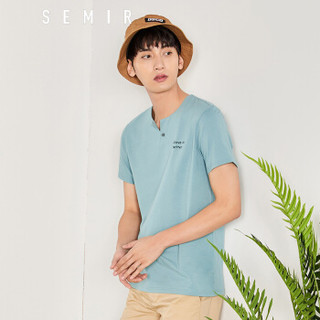 Semir 森马 19038001216 男士圆领短袖T恤 粉绿 S