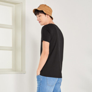 Semir 森马 19048001270 男士圆领短袖T恤 黑色 XS