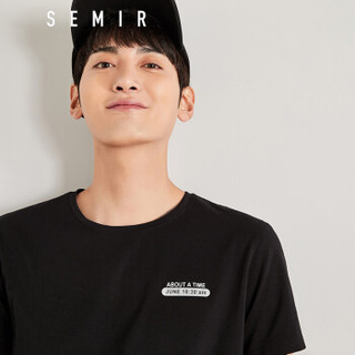 Semir 森马 19048001209 男士圆领短袖t恤 黑色 S