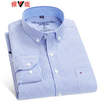 雅鹿 YL632 男士纯色牛津纺长袖衬衫 蓝白条 43