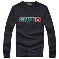  CARTELO 16045KE5402 男士圆领纯色印花卫衣 黑色 2XL