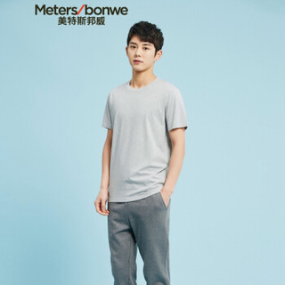 Meters bonwe 美特斯邦威 601204 男士净色短袖T恤