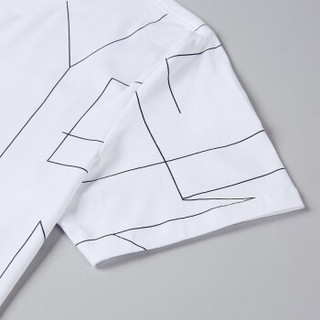  HLA 海澜之家 HNTBJ2E025A 男士黑白线条短袖T恤 漂白花纹 190/104A(56)