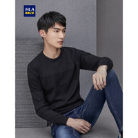 HLA 海澜之家 HNZAD3E030A 男士净色圆领套头毛衣 黑色 46