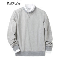 Markless WYA7406M 男士纯色运动圆领套头卫衣 灰色 XXL