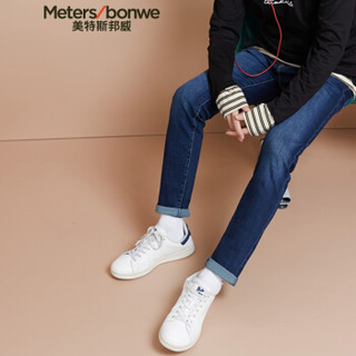  Meters bonwe 美特斯邦威 602052 男士潮流牛仔长裤 中蓝 175/84A