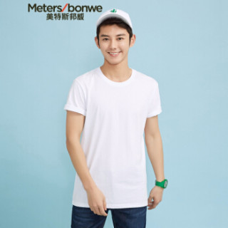 Meters bonwe 美特斯邦威 226250 男士净色圆领T恤 漂白 190/108