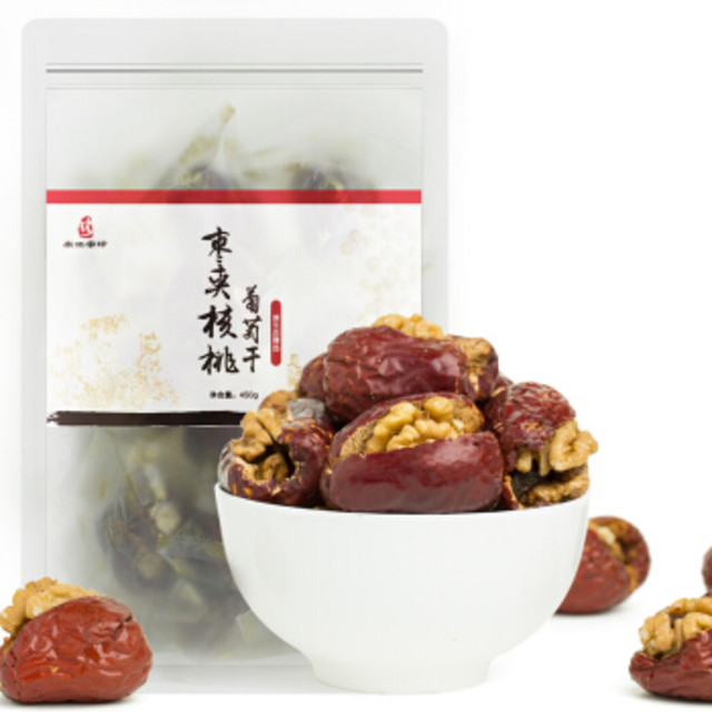 NANBEIJIAZHEN 新疆和田骏枣夹核桃葡萄干 大红枣干果零食特产 450g/袋