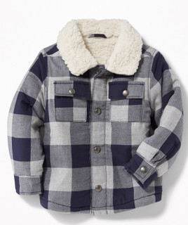 Old Navy男婴幼童 格纹衬衫领夹克 285910 90cm(2岁) 蓝色野牛格子花呢