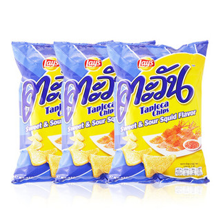 Lay's 乐事 嗒嗒玩木薯片 (袋装、泰式甜辣鱿鱼味、62g*3)