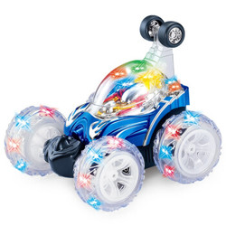 DZDIV 特技车 玩具遥控车可充电儿童玩具闪光音乐跳舞翻斗车9008A蓝色(新老款随机发货) *2件