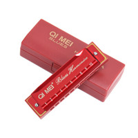 QIMEI 奇美 口琴 10孔布鲁斯蓝调口琴C调（红色）