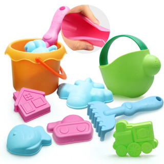 奥智嘉 儿童玩具 软胶材质压不坏沙滩玩具宝宝洗澡戏水玩具户外玩具 10件套