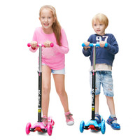 纽奇 滑板车四轮儿童闪光踏板车3-6岁脚踏车宝宝滑行车童车  粉色