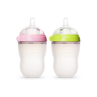 comotomo 可么多么 宽口径硅胶奶瓶两支装 250ml 粉色+绿色 3月+