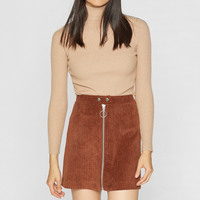 Stradivarius 04669644440 女士拉链装饰灯芯绒半身裙