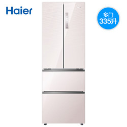 双11预售  Haier/海尔 BCD-335WDECU1法式多门彩晶玻璃无霜变频四开门冰箱