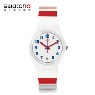 swatch 斯沃琪 原创系列 GW407 玫红线条 女士石英腕表