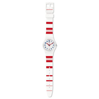 swatch 斯沃琪 原创系列 GW407 玫红线条 女士石英腕表