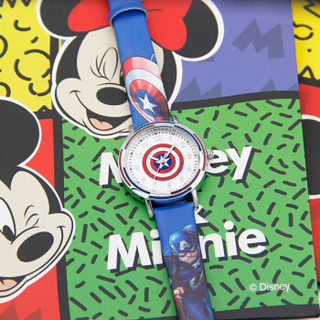 Disney 迪士尼 MV-81054L 儿童炫酷石英表 蓝色美国队长盾牌