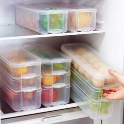 Quail 冰箱塑料保鲜盒三合一加长型 31*12.5*8cm *3件