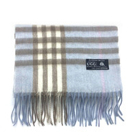 Auswool Pro UGG 蓝色小格纯羊毛围巾