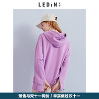 LED'IN 乐町 CWBF83652 女士印花连帽长袖卫衣 紫色 S