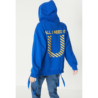 西雅衣家 C&A 200210813-1 女士字母连帽抓绒卫衣 蓝色 S