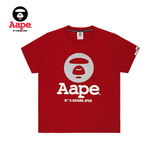 Aape AAPTEW0115XXA 女士猿颜字母印花休闲短袖T恤 粉红色 XXS