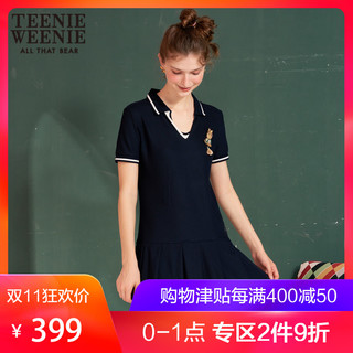 TEENIE WEENIE 维尼熊 女装v领短袖polo领连衣裙TTOM83701A