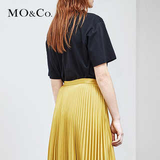 MO&Co. 摩安珂 MA182TEE209 女士圆领字母印花T恤 黑色 S