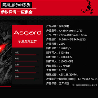 Asgard 阿斯加特 AN256G m.2 NVMe 固态硬盘 256GB