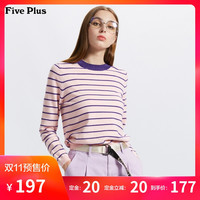 5+Five Plus 2GE3036570 女士条纹圆领套头毛衣 粉红 S