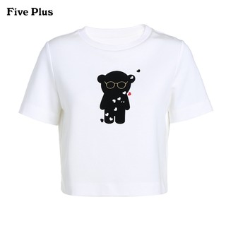 Five Plus 2JR2024350 女士卡通印花圆领短袖T恤 米白 M