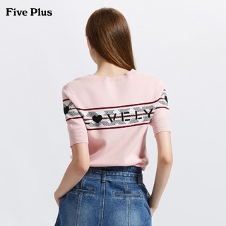 Five Plus 2GE3032100 女士字母套头针织衫 粉红 S