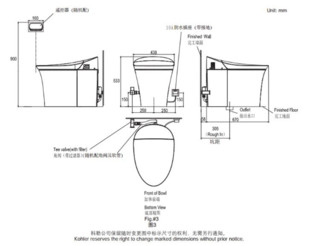 科勒   K-5401T-3-0 新维亚一体超感座便器马桶