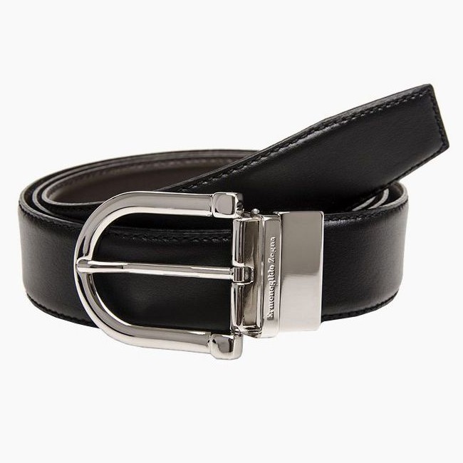 Ermenegildo Zegna 杰尼亚 男士牛皮腰带 ZPJ45 917 NTM 黑色/棕色 95cm