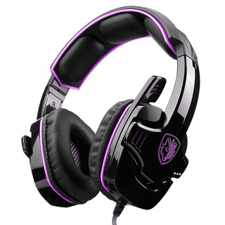 SADES 赛德斯 SA-930 耳罩式头戴式有线耳机 黑紫色 3.5mm