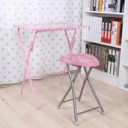 美达斯 餐桌椅组合 一桌一椅 学习桌笔记本电脑桌餐桌折叠椅子 粉色13425