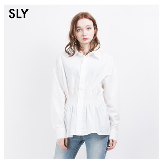 SLY 030BSM30-6880 女士纯色灯笼长袖衬衫 白色 M