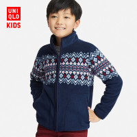 UNIQLO 优衣库 男童印花摇粒绒拉链茄克