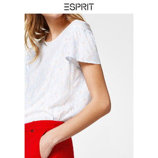 ESPRIT 埃斯普利特 998CC1F801 女士印花短袖衬衫 米白 S