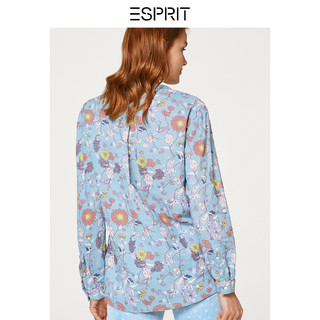 ESPRIT 埃斯普利特 048CC1F021 女士纯棉印花V领长袖衬衫 浅粉 S