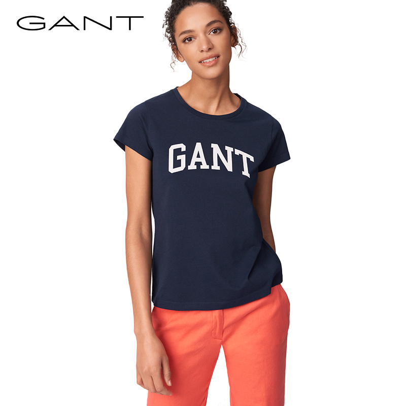 GANT 甘特 403404 女士圆领字母短袖T恤 红色 S