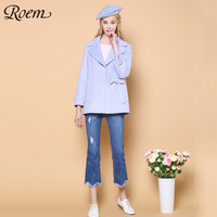 Roem 罗燕 RCJW81C01C 女士翻领短款羊毛双面呢大衣 浅粉色 M