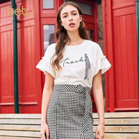 Betu 百图 1803T02 女士字母印花短袖T恤 白色 S