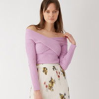 snidel SWNT181094 女士露肩针织上衣 紫色 均码