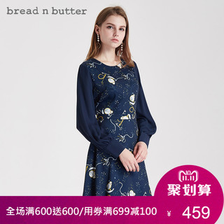 bread n butter 面包黄油 女长袖减龄A字裙收腰连衣裙 7WB0BNBDRSW437064